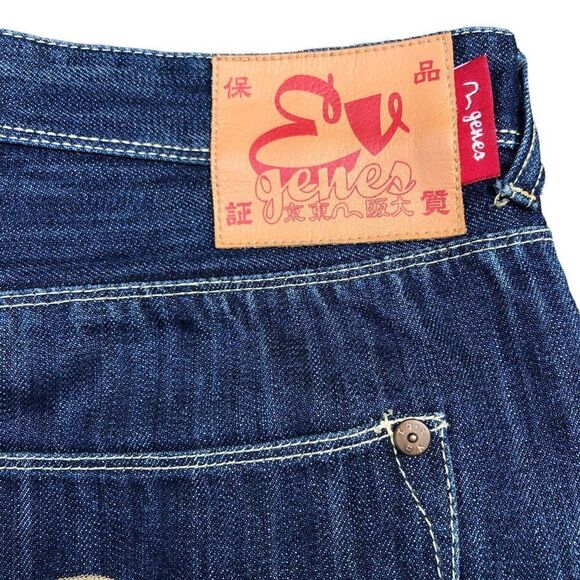RARE Evisu Embroidered Jeans Size 40 BIG LOGO Blue - Picture 9 of 12